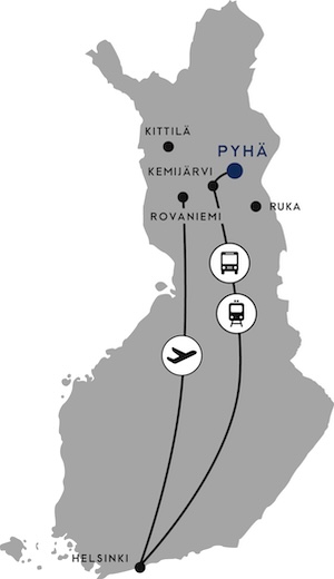 Map of distances to Pyhä
