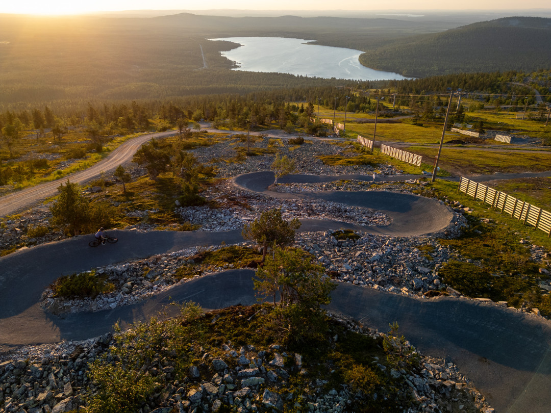 Drone image of Pyhä's new dh mtb route